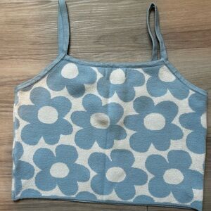 Floral Blue and White Women's Top